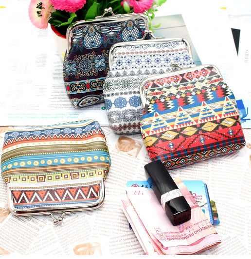 Porte-monnaie rayé rétro en métal