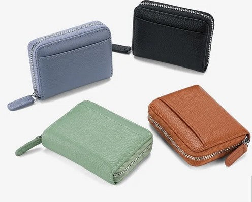 Portefeuille en cuir véritable avec porte-cartes et poche monnaie