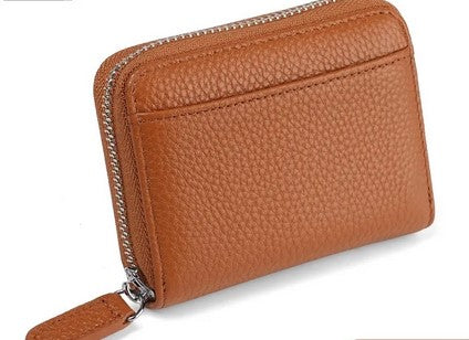 Portefeuille en cuir véritable avec porte-cartes et poche monnaie