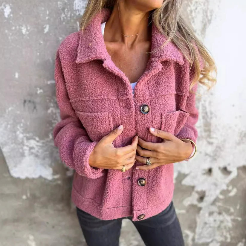 Eva / Veste Femme Courte et Chaude avec Col Revers