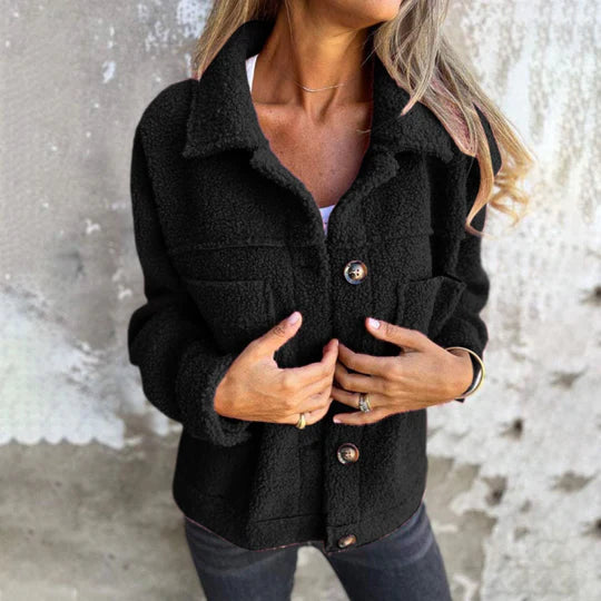 Eva / Veste Femme Courte et Chaude avec Col Revers