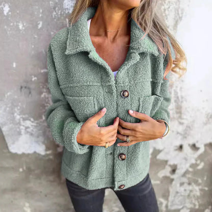 Eva / Veste Femme Courte et Chaude avec Col Revers