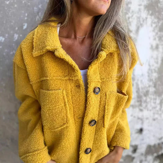 Eva / Veste Femme Courte et Chaude avec Col Revers