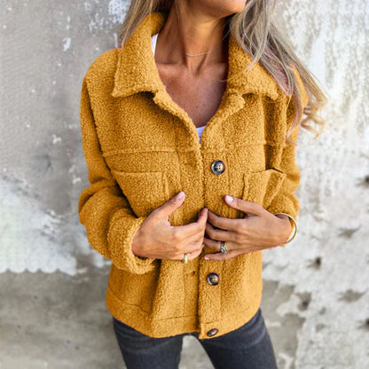 Eva / Veste Femme Courte et Chaude avec Col Revers