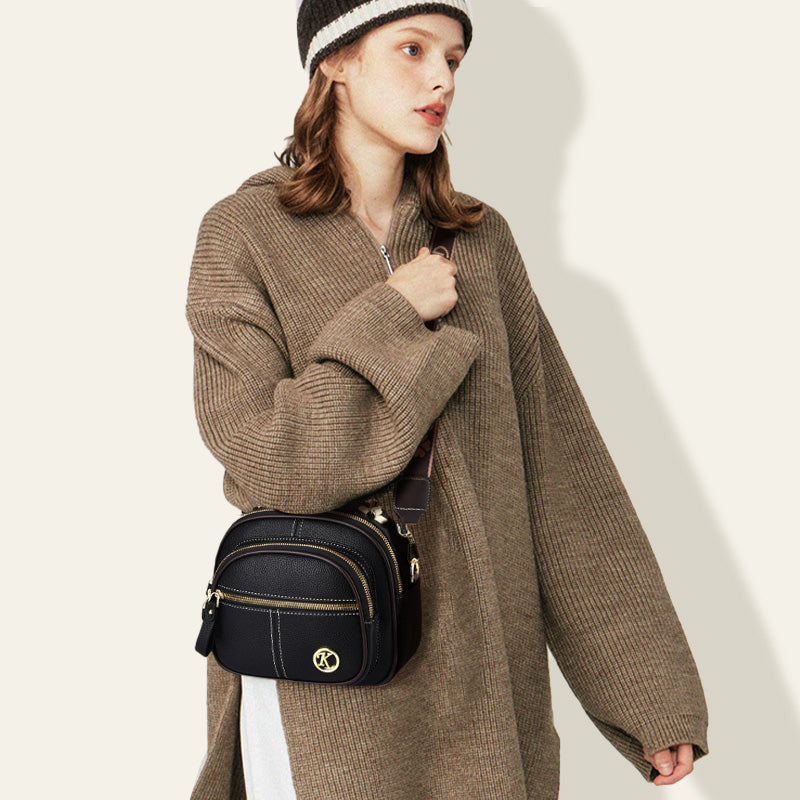 Sac multi-compartiments en cuir de PU avec bandoulière ajustable